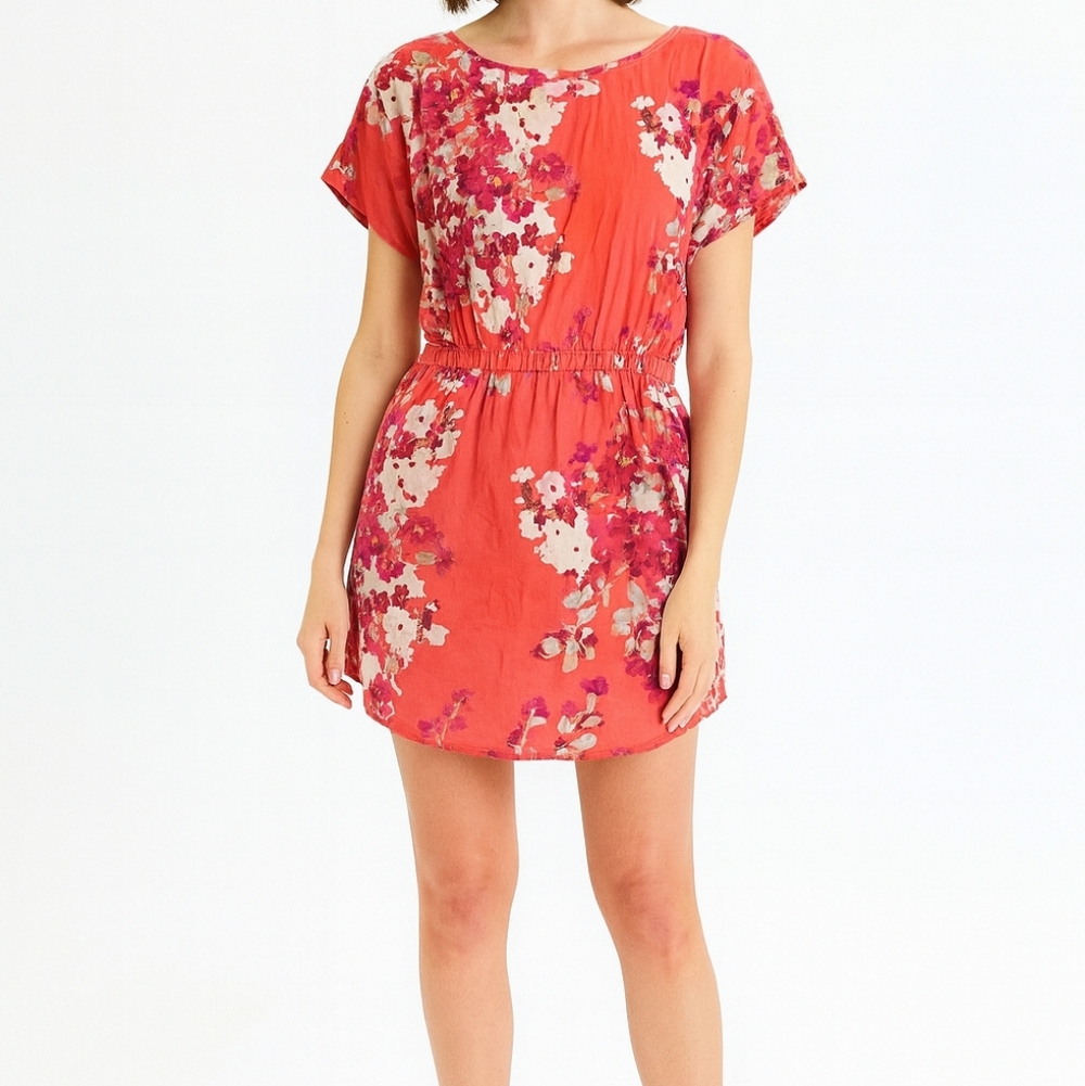 Express Orange Dress Size S Small Floral Silk Elegent Cocktial Party Wear Lined